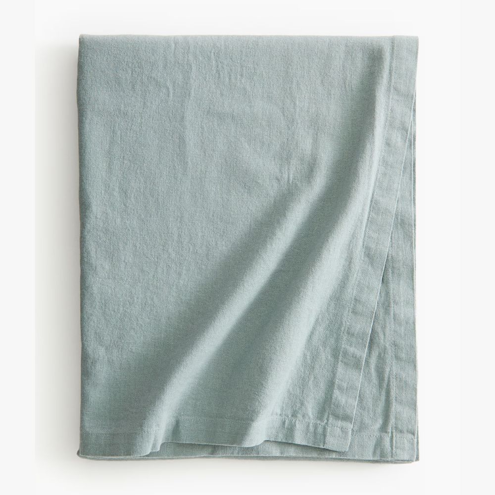 light blue tablecloth