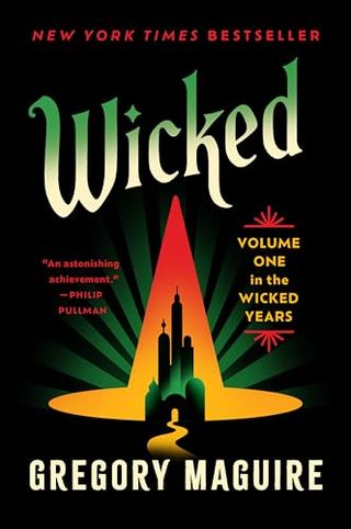 Wicked book cover featuring elphaba's witch hat and an image of the emerald city