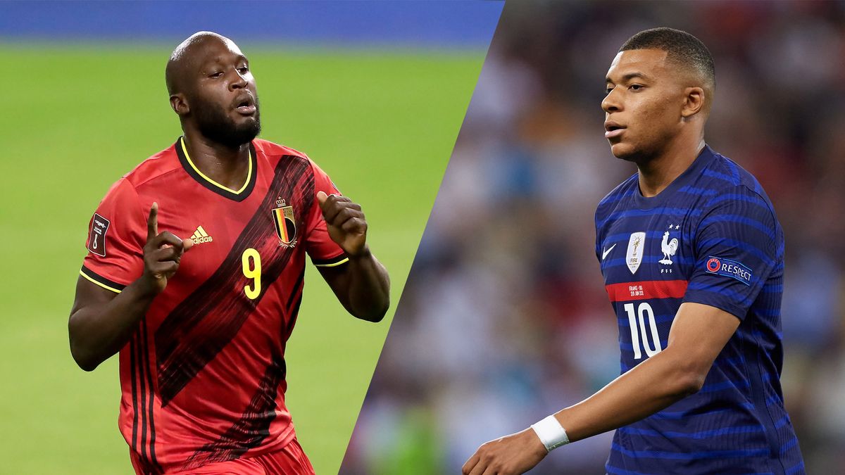 Composite image of Romelu Lukaku of Belgium and Kylian Mbappe of France