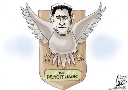 Political cartoon U.S. Paul Ryan retirement deficit hawk
