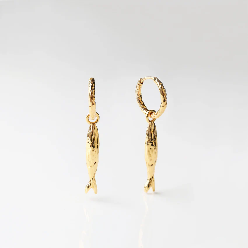 Carrie Elizabeth, Molten Fish Drop Hoop Earrings
