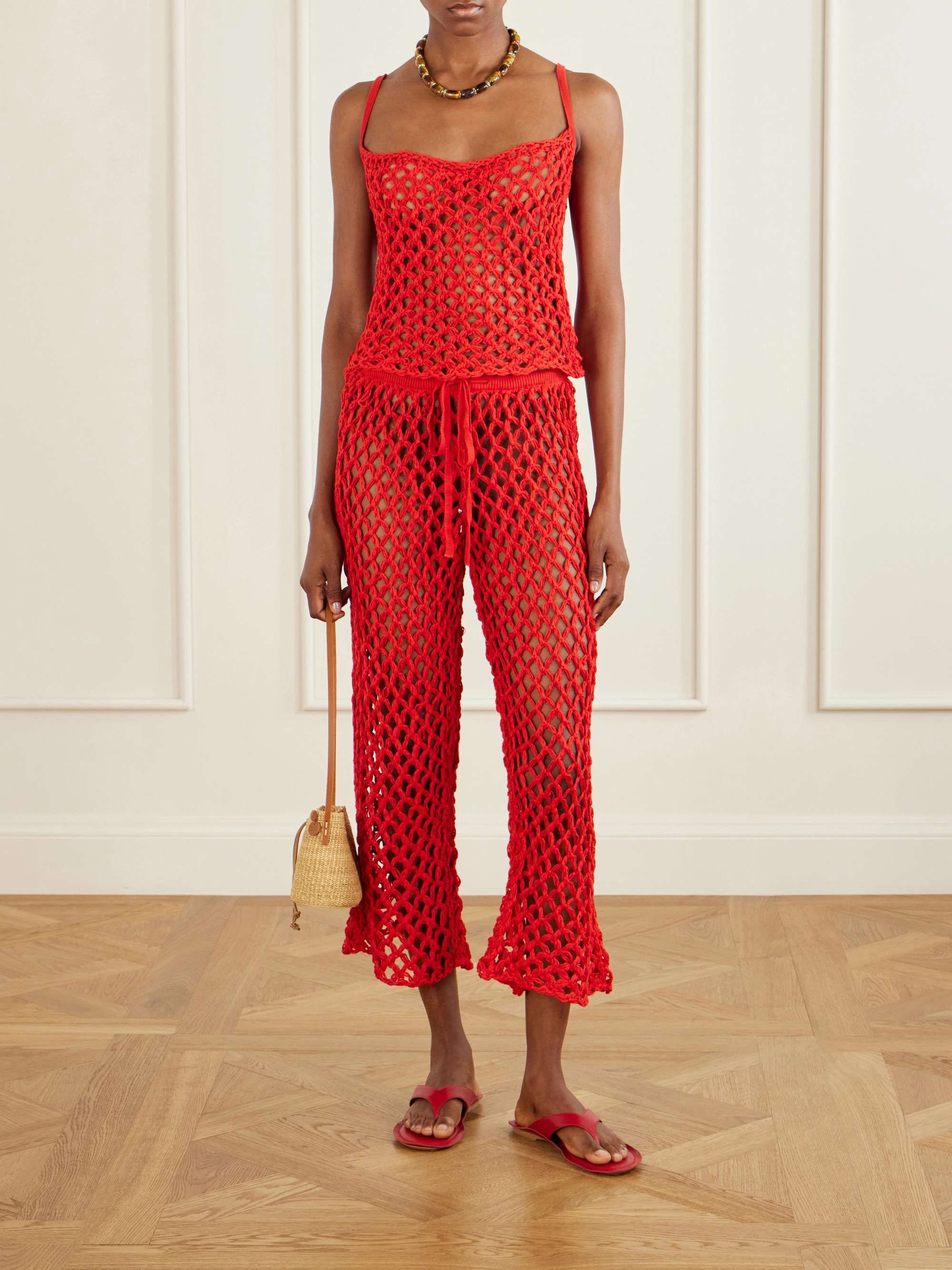 Clara Crocheted Straight-Leg Pants