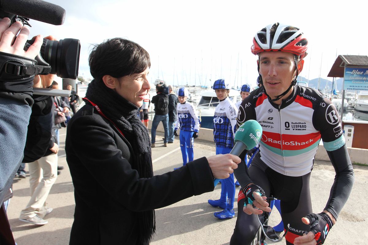 Andy Schleck is interviewed at the 2013 Criterium International.