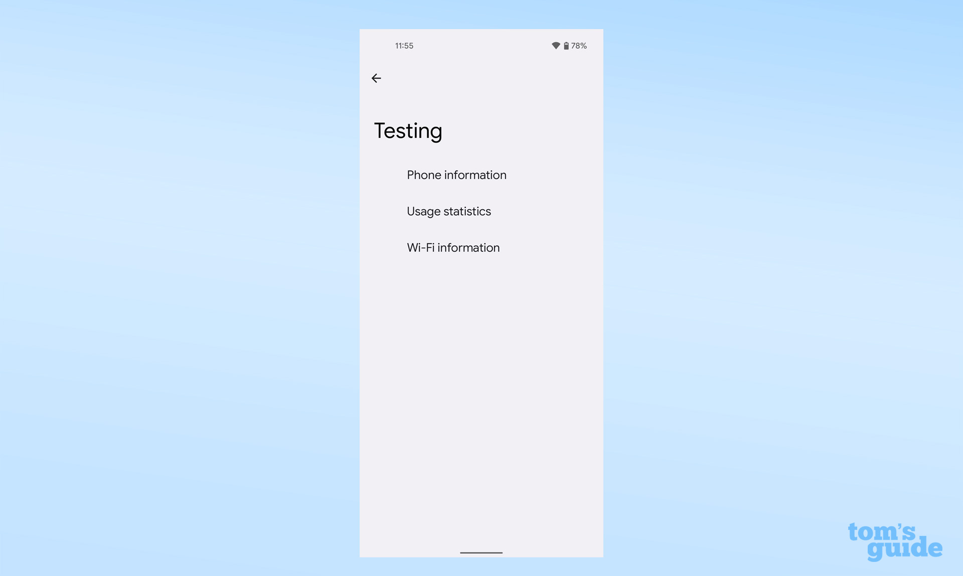 Check Android battery health - testing menu