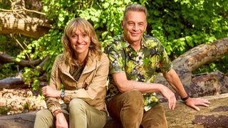 Michaela Strachan and Chris Packham in their studio for Springwatch