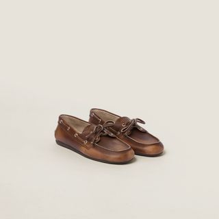 Unlined Bleached Leather Boat Shoes