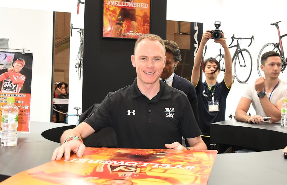 Four-time Tour de France winner Chris Froome attends the Cycle Mode International at Makuhari Messe on November 5, 2017 in Chiba, Japan