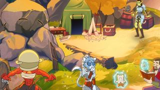 Animated versions of Baldur's Gate 3 heroes relax at camp