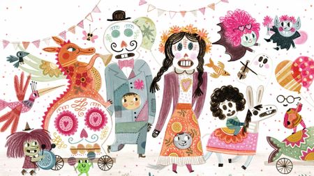 colourful day of the dead character illustrations