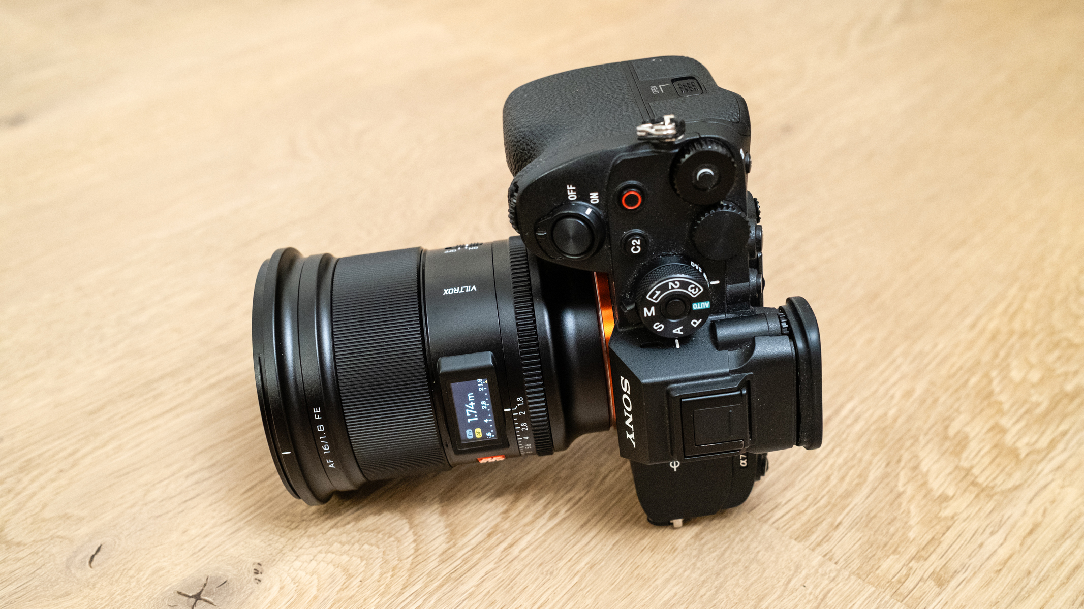 Viltrox AF 16mm f/1.8 FE attached to a Sony A7R V