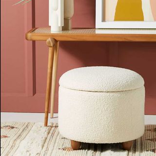Cream boucle footstool