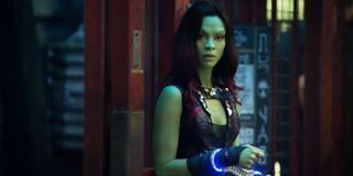 Zoe Saldana as gamora in Guardians of the Galaxy