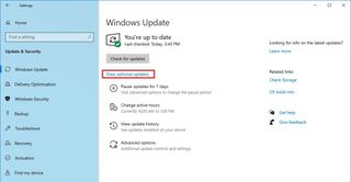 Windows 10 view optional updates