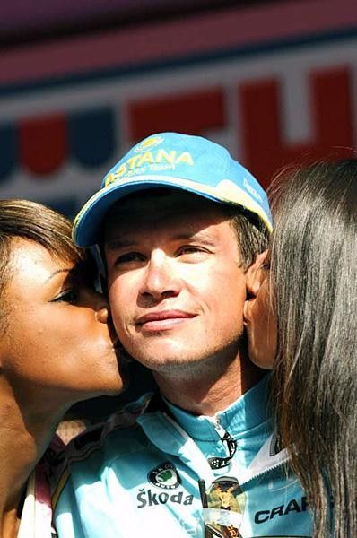 Podium time for Paolo Savoldelli (Astana).