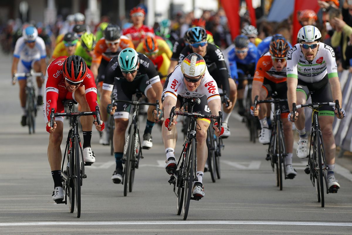 Greipel pipped Van Genechten at the line to win the first race of the Challenge Mallorca.