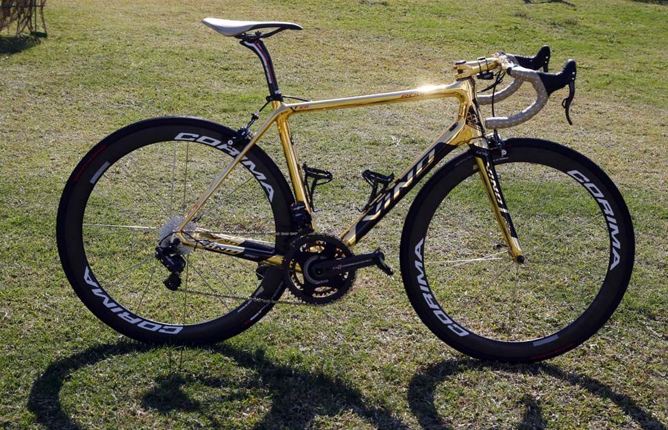 Alexander Vinokourov brought his special edition gold Specialized