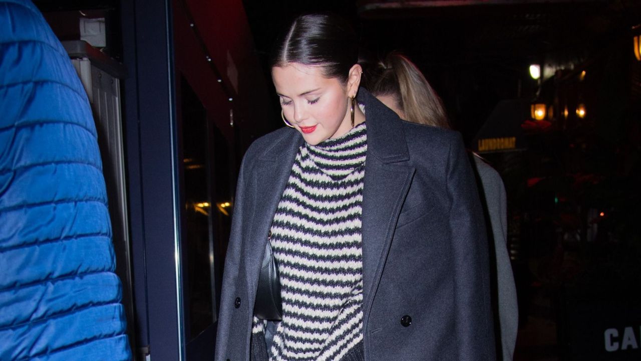 Selena Gomez wears a Mango coat