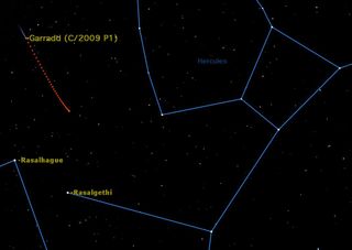 Comet Garradd continues to be a nice object in binoculars or a small telescope, an 8th magnitude comet slowly crossing Hercules. 