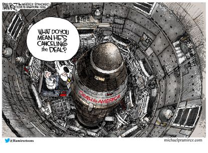 Political cartoon U.S. Trump Iran nuclear deal