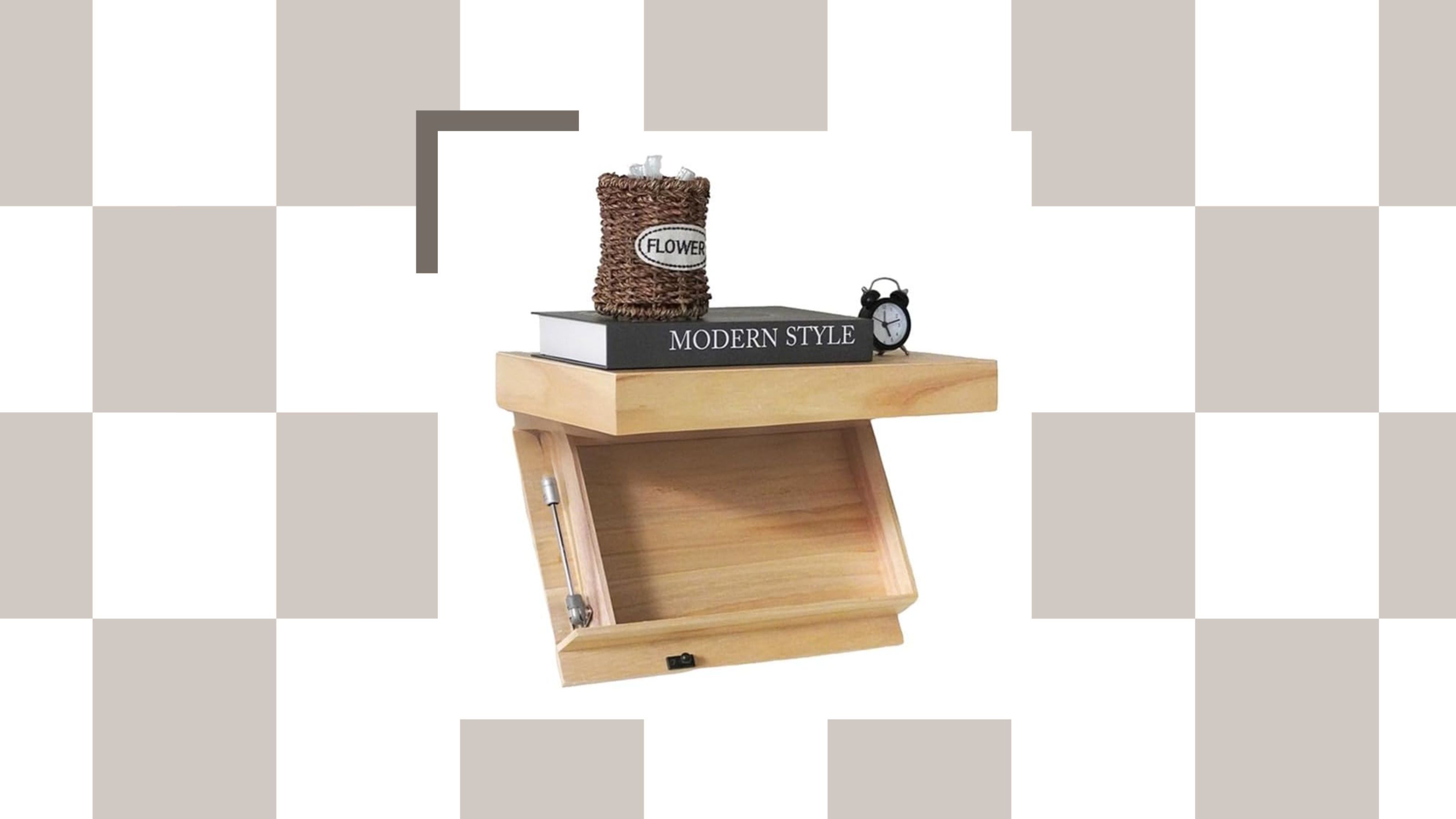 A light oak floating shelf 