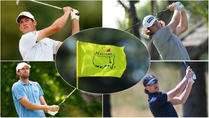 Four golfers and a Masters flag