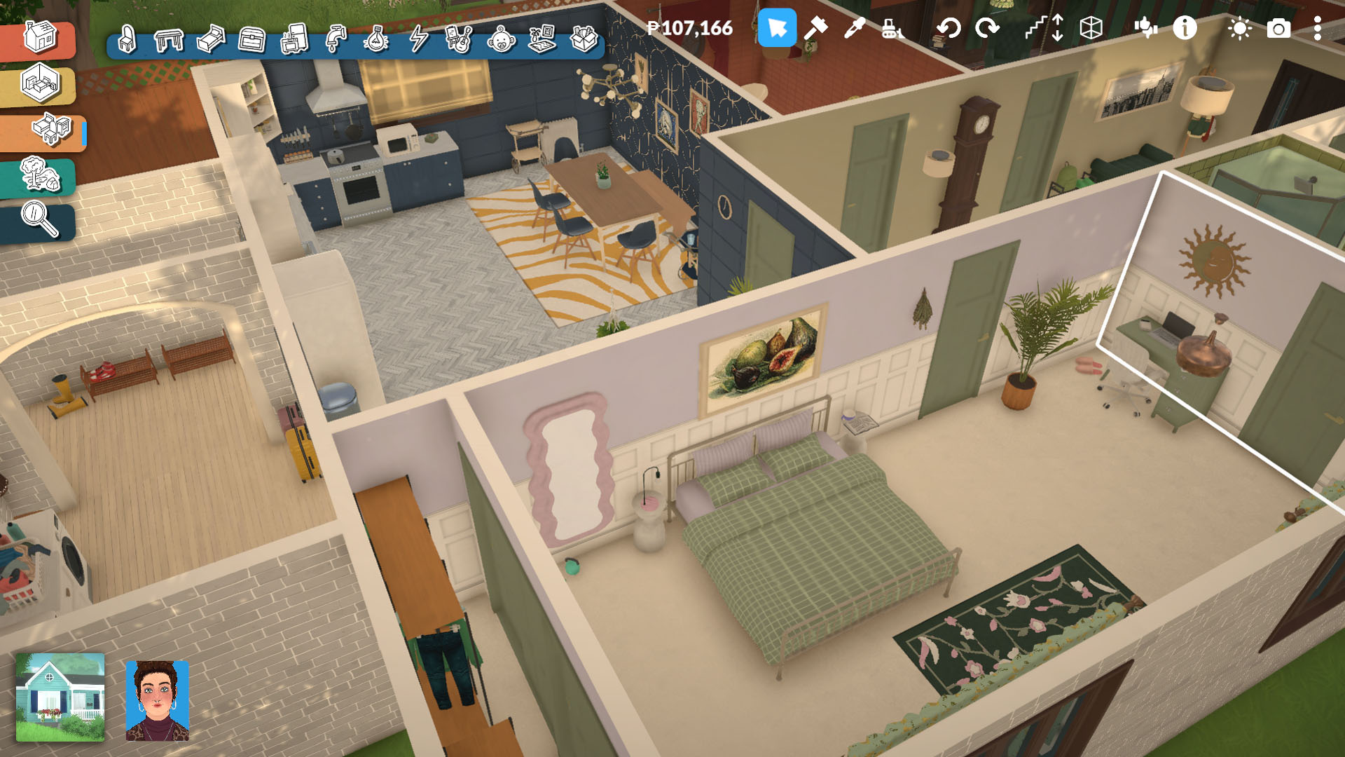 A zoomed out view of a house in Paralives