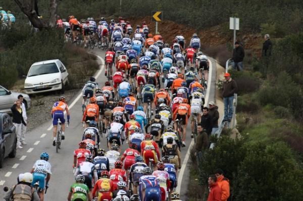 The colors of the peloton on a nice day in the Algarve