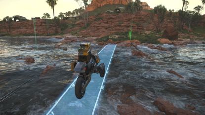 Sam cross a chiral bridge in Death Stranding 2: On the Beach