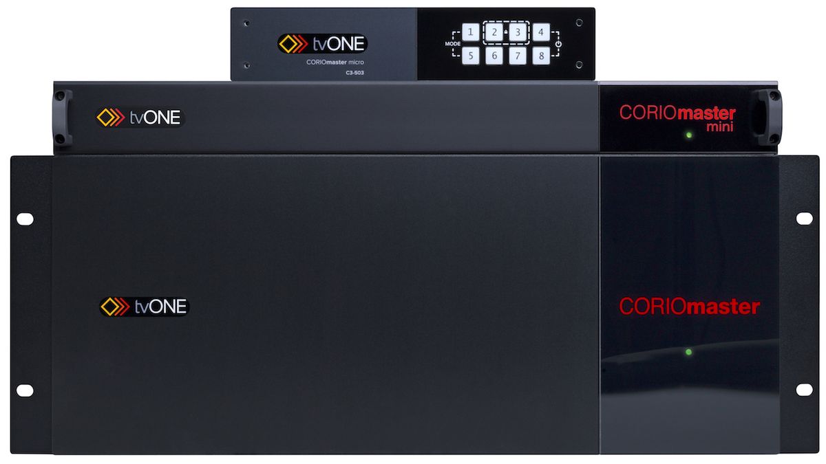 tvONE is now shipping new enhancements to its CORIOmaster (4RU), CORIOmaster mini (1RU), and CORIOmaster micro (1/2 RU) video wall processors.