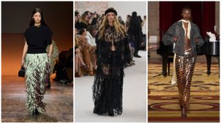 Fall 2024 runway, textured skirts—Bottega Veneta, Chloe, LaQuan Smith