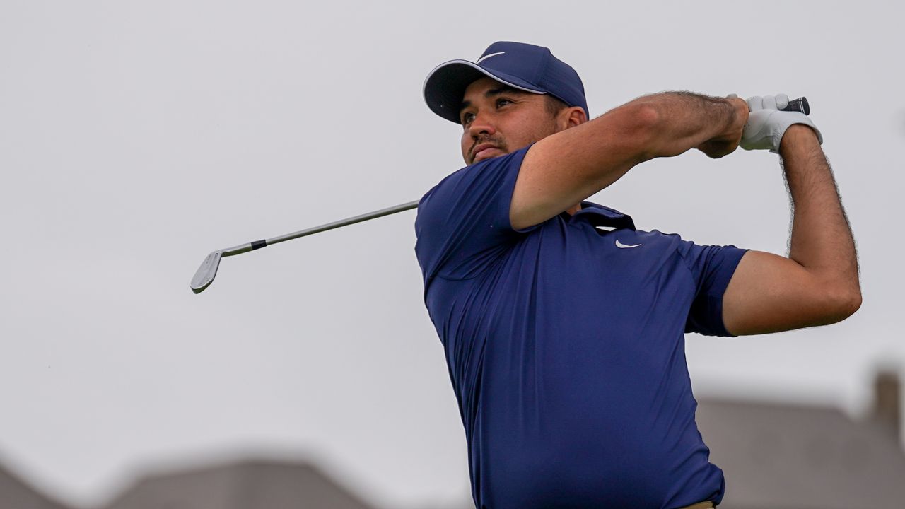 Jason Day hits his tee shot from hole 15 during the AT&amp;T Byron Nelson.