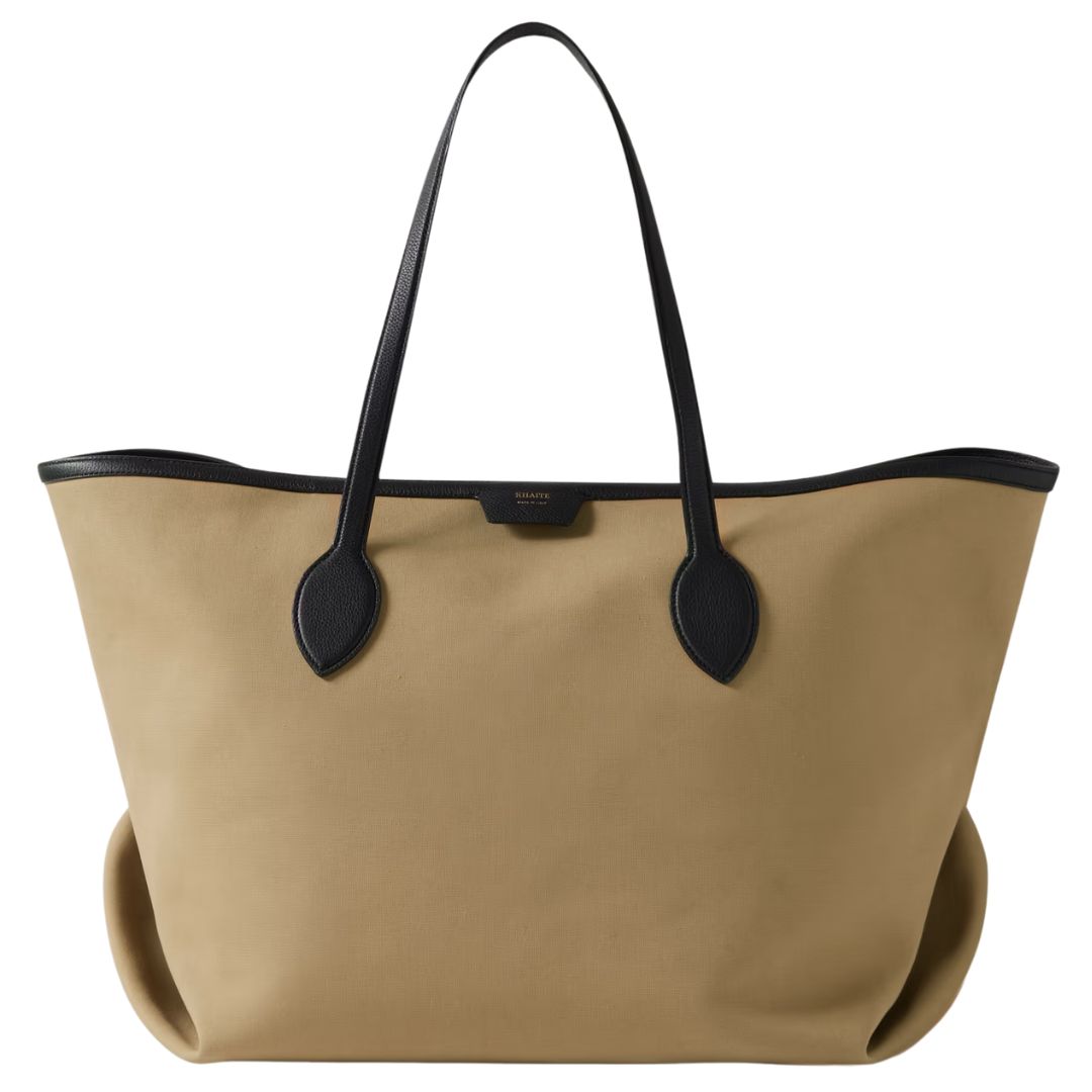 Khaite Amalia textured leather-trimmed canvas tote
