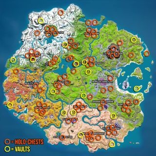 Fortnite Vaults and Holo-Chests map