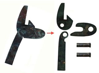The crossbow triggers and parts found in Emperor Qin's mausoleum.