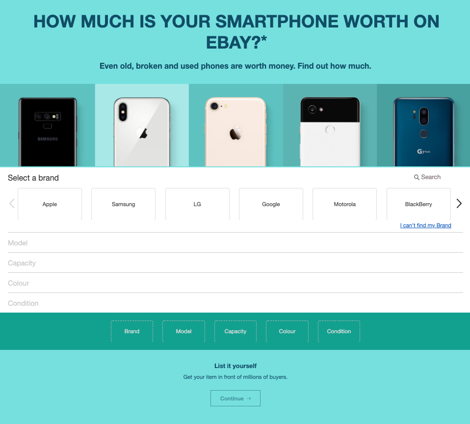 eBay Australia's phone price calculator