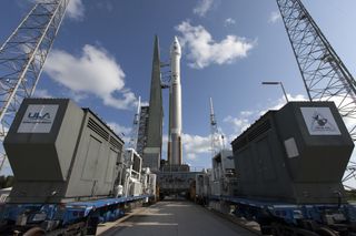 The Atlas V rocket carrying the OSIRIS-REx probe was moved to the launchpad at Cape Canaveral's Launch Complex 41 on Sept. 7, 2016.
