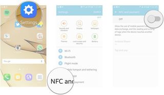 Launch Settings, tap NFC and payment, tap the switch to turn it on