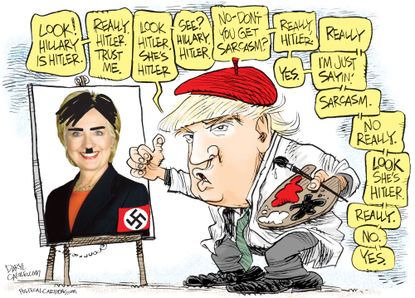 Political cartoon U.S. 2016 election Hillary Clinton Donald Trump