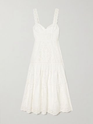 Broderie Anglaise tiered cotton midi dress by Richelieu