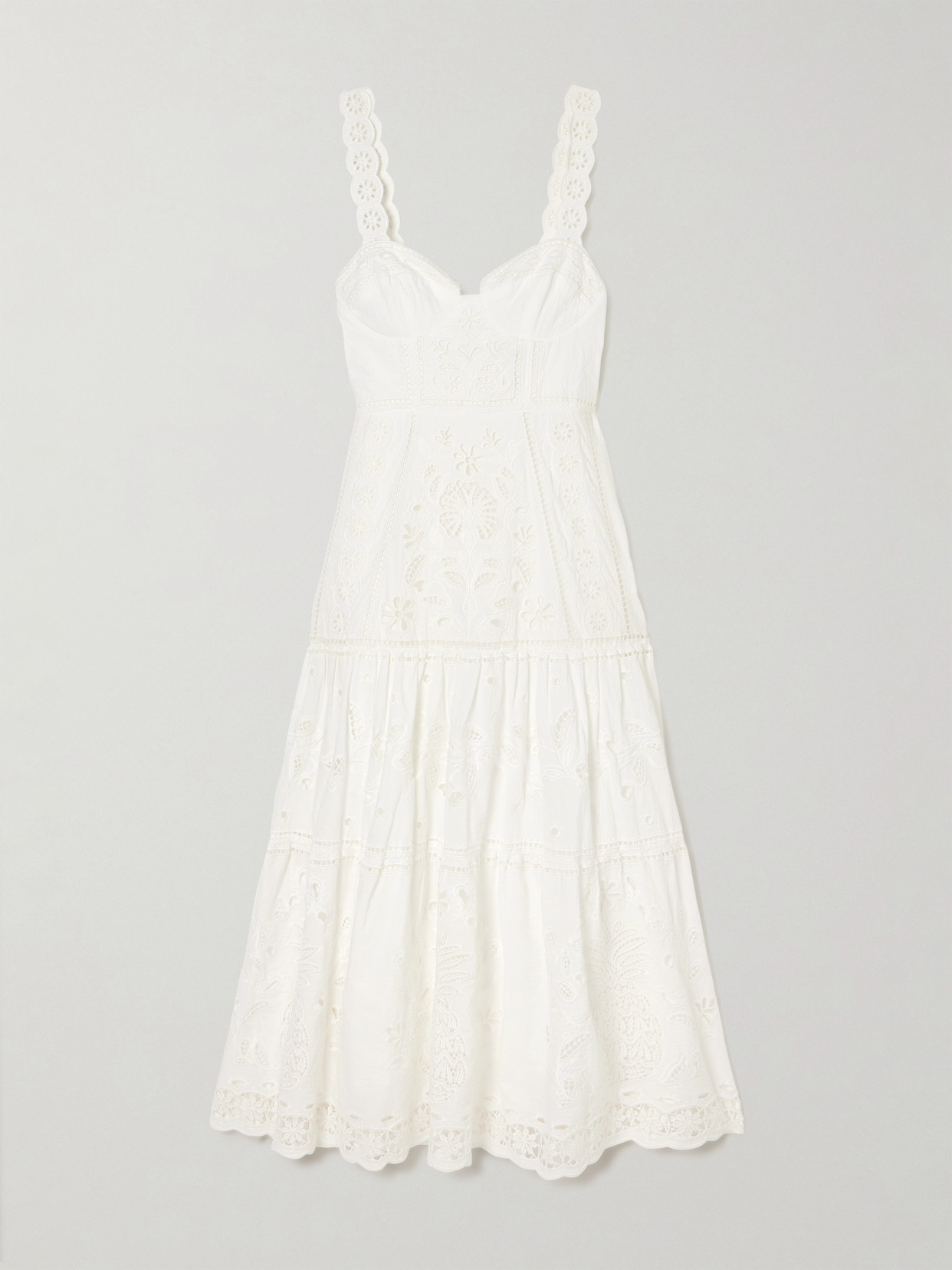 Richelieu Tiered Broderie Anglaise Cotton Midi Dress