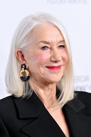 Helen Mirren is pictured with a sleek blonde collarbone bob at the 37th American Cinematheque Awards honoring Helen Mirren held at the Beverly Hilton in Beverly Hills, California on February 15, 2024.