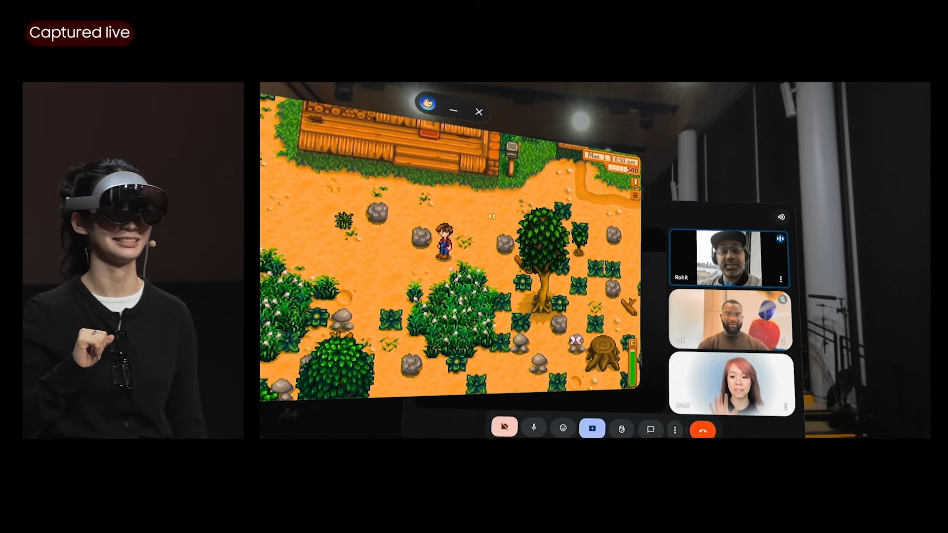 Video call in Google Meet while playing games on the Galaxy XR
