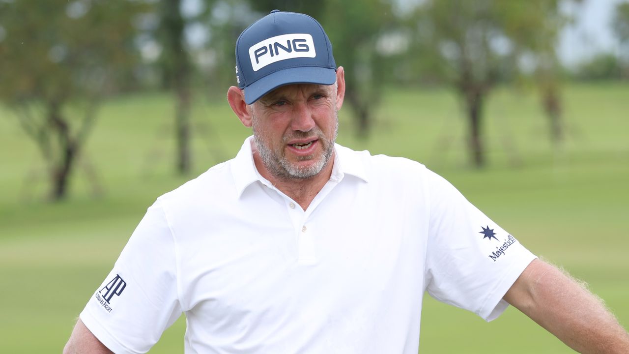 Lee Westwood on the range before the 2022 LIV Golf Bangkok event