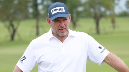 Lee Westwood on the range before the 2022 LIV Golf Bangkok event