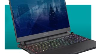 Aorus gaming laptop on a blue background