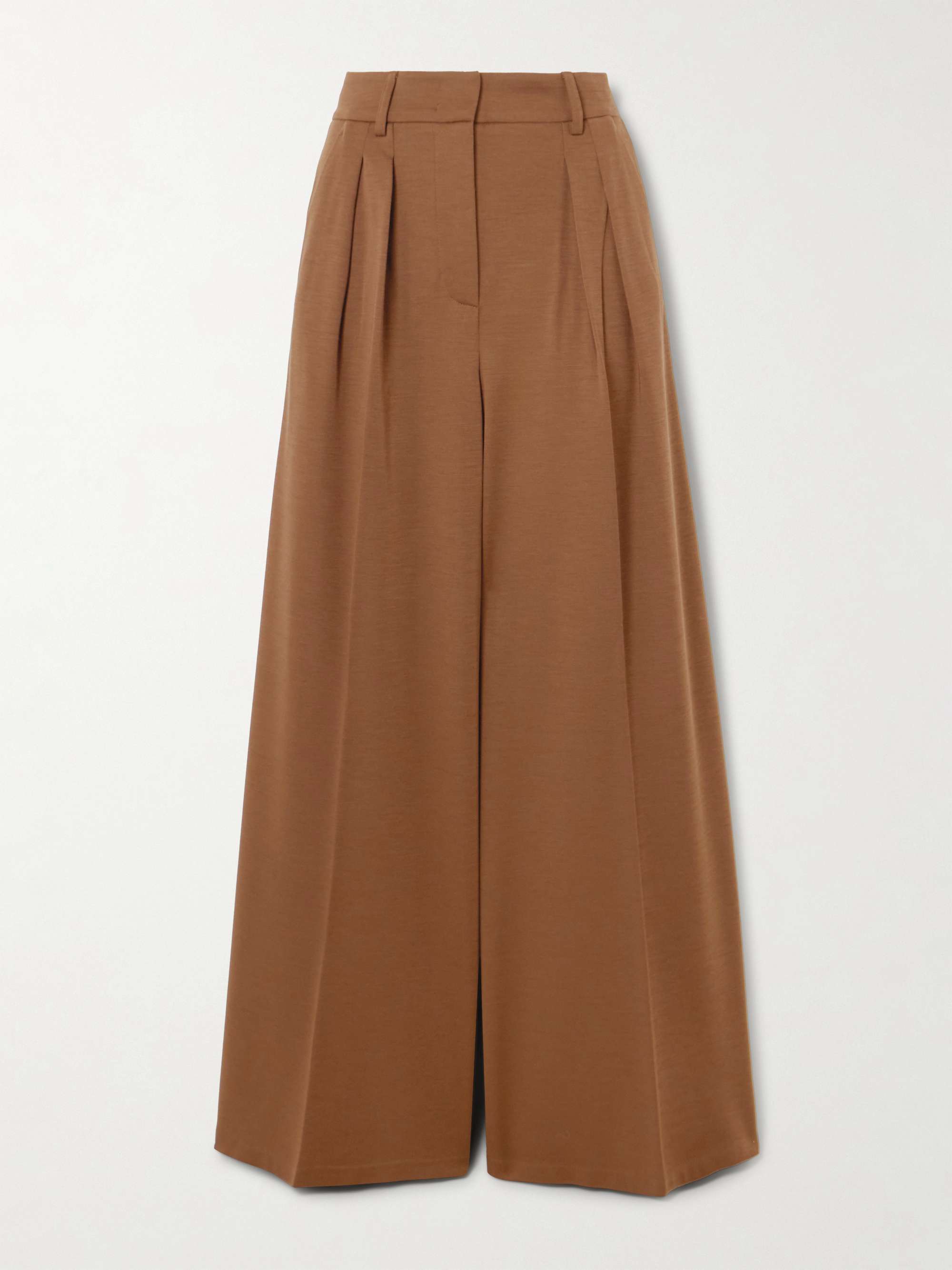 Natale Pleated Wool-Jersey Wide-Leg Pants