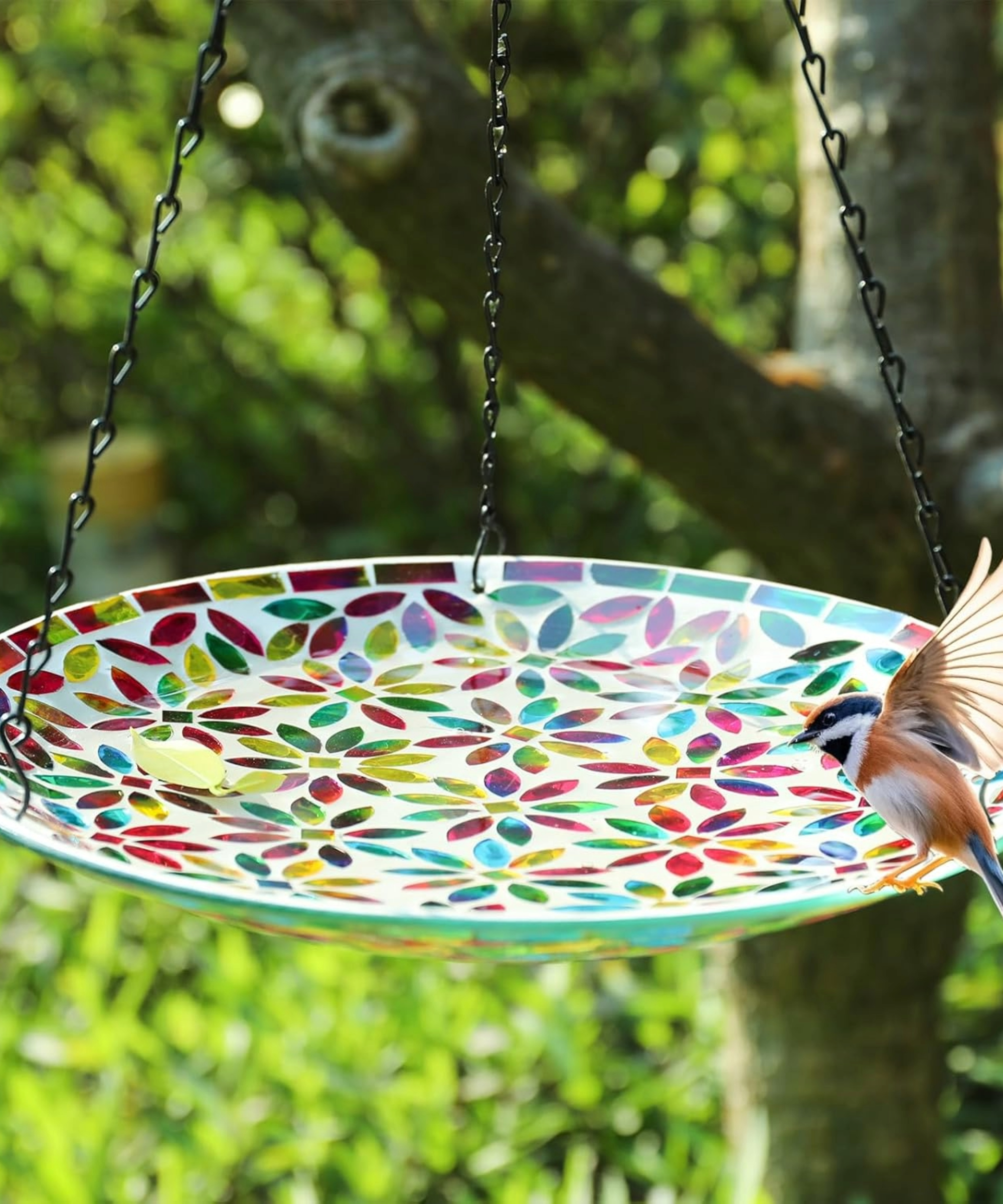 MUMTOP Mosaic Hanging Bird Bath-Bird Baths for Outdoors
