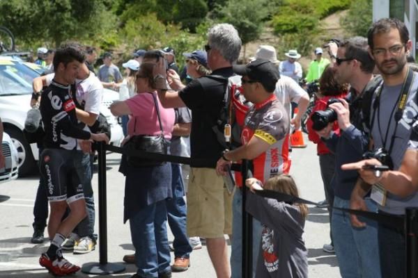 The crowds await the riders