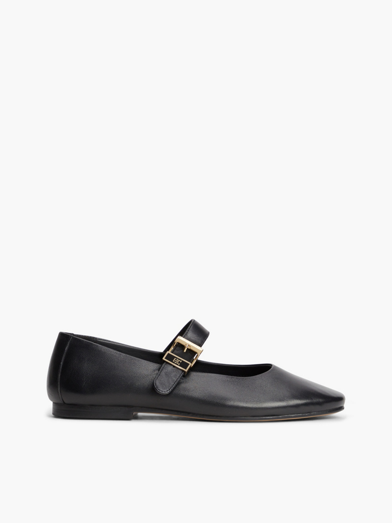 Leather Buckle Mary Jane Ballerinas