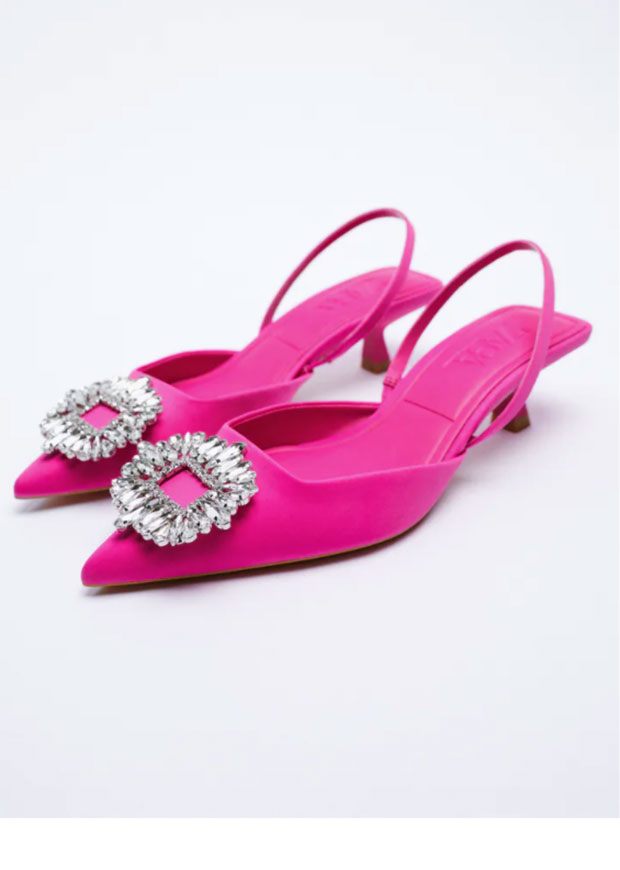 Zara shimmery mid-heel slingback shoes
